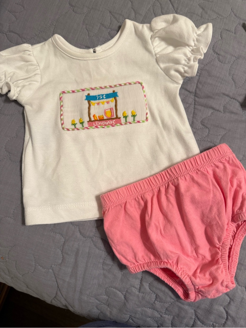 Kids Matching Set - White Top & Pink Bloomers